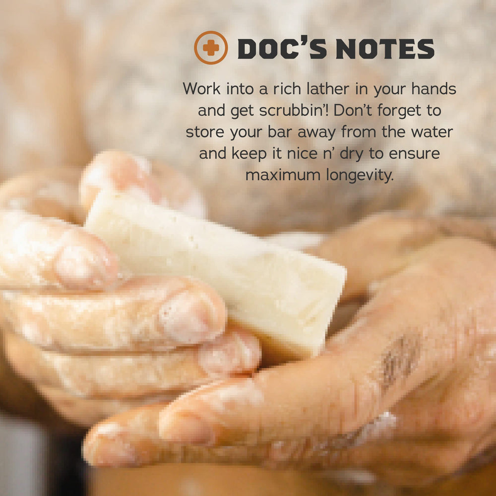 Dr. Squatch Eucalyptus Goat Milk bar close-up highlighting nourishing formula