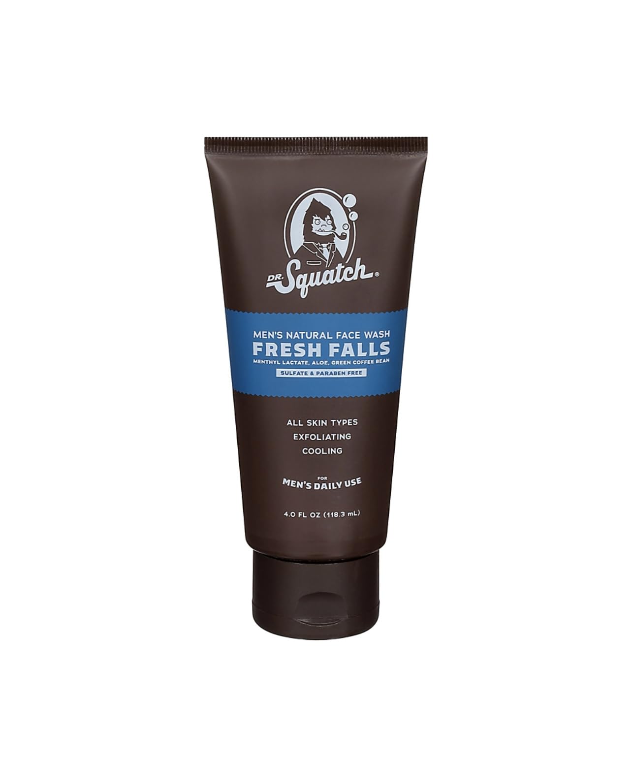 Dr. Squatch Fresh Falls Face Wash bottle with pine and birch scent for a refreshing cleanse