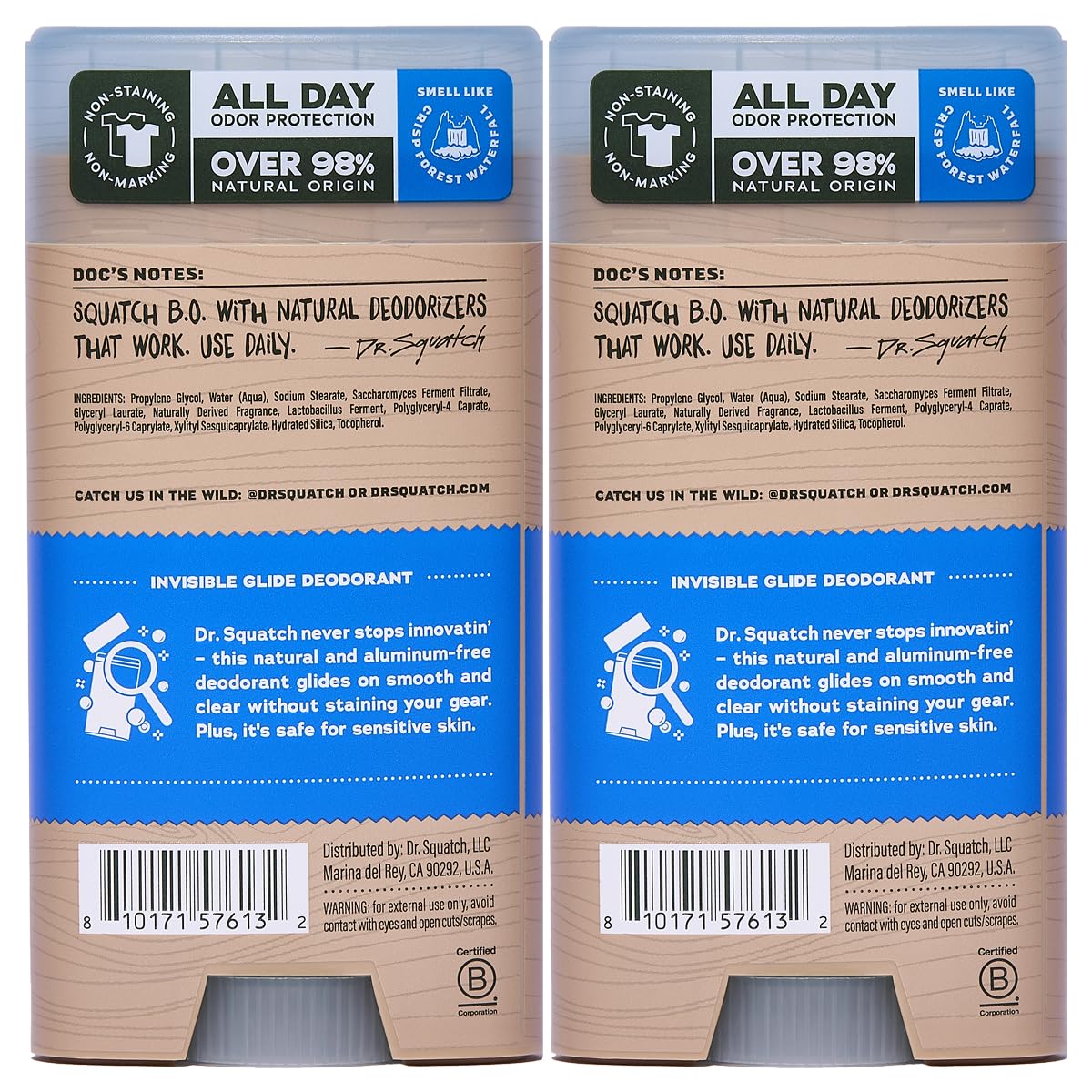 Dr. Squatch Invisible Glide two-pack pack shot highlighting easy, repeatable use.