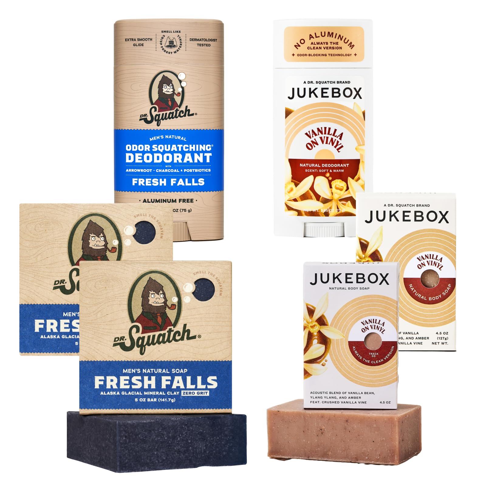 Dr. Squatch Jukebox Gift Set packaging for gifting and simple skincare routines