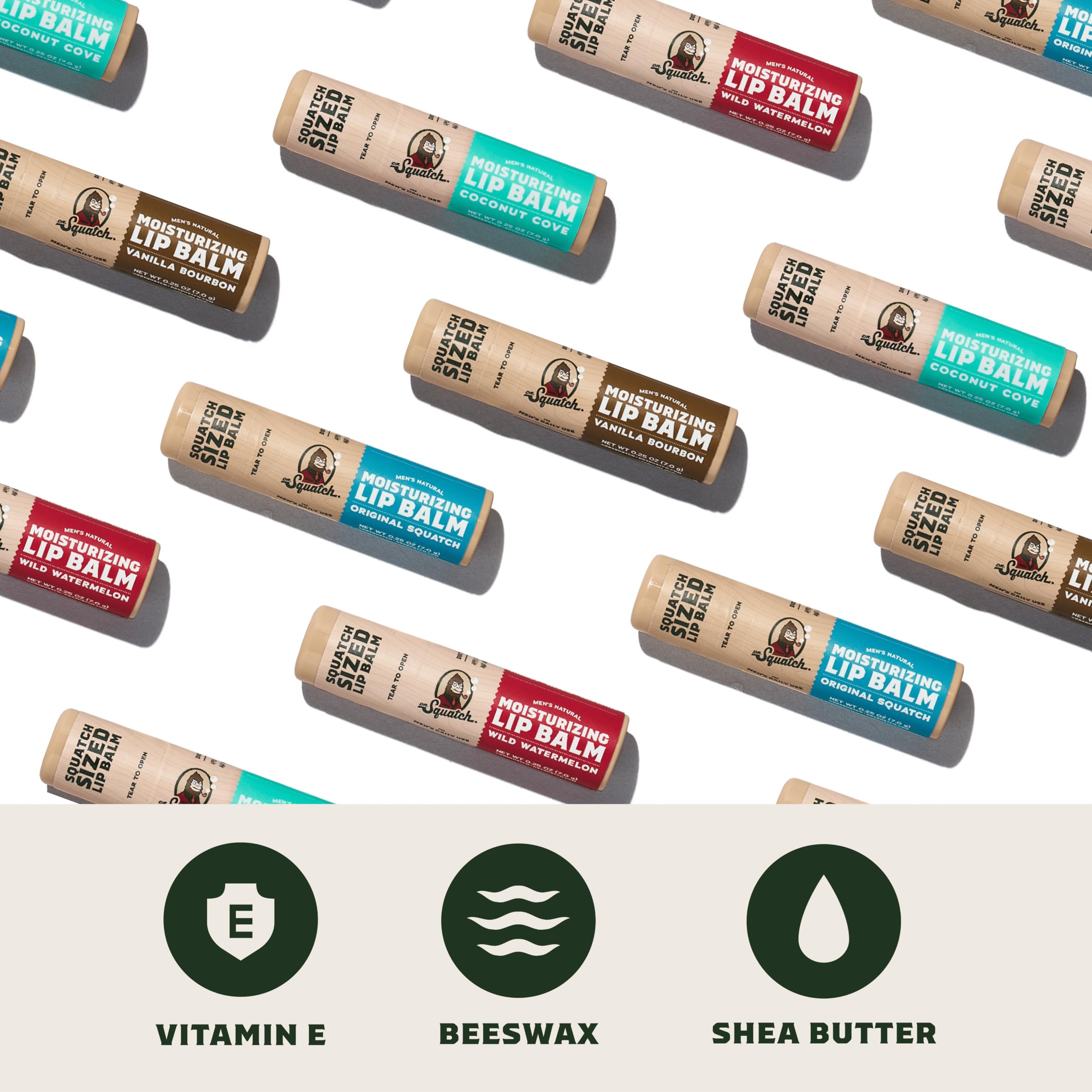 Dr. Squatch Original Mint lip balm stick with cooling finish.