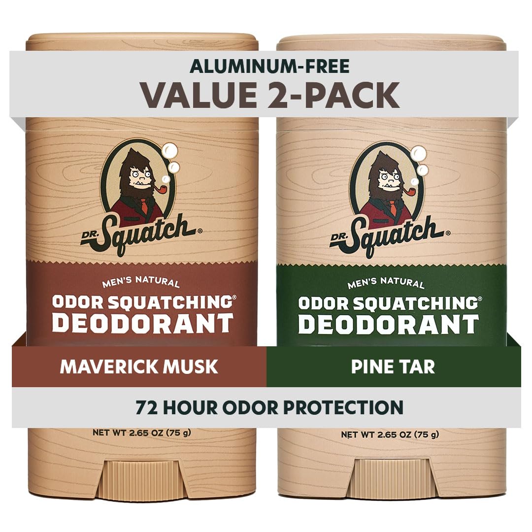 Dr. Squatch Maverick Musk Pine Tar deodorant stick for all-day odor protection.