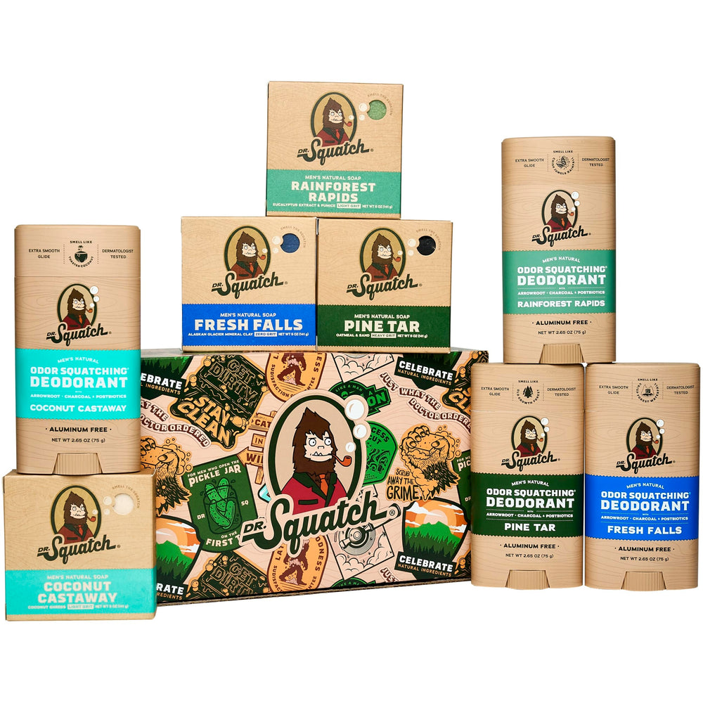 Dr. Squatch men's soap and deodorant bundle collection for everyday freshness.