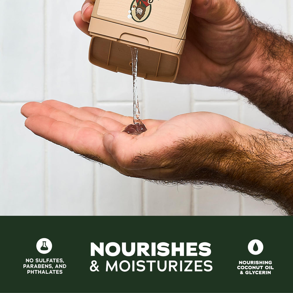 Dr. Squatch Mountain Meadow pour demonstrates fragrant lather for refreshed mornings.