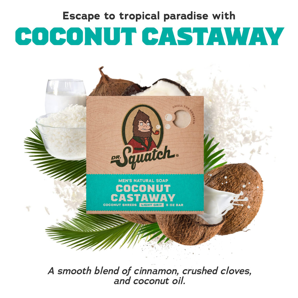 Dr. Squatch Fresh Falls bar view, offering a brisk, invigorating scent in daily wash.