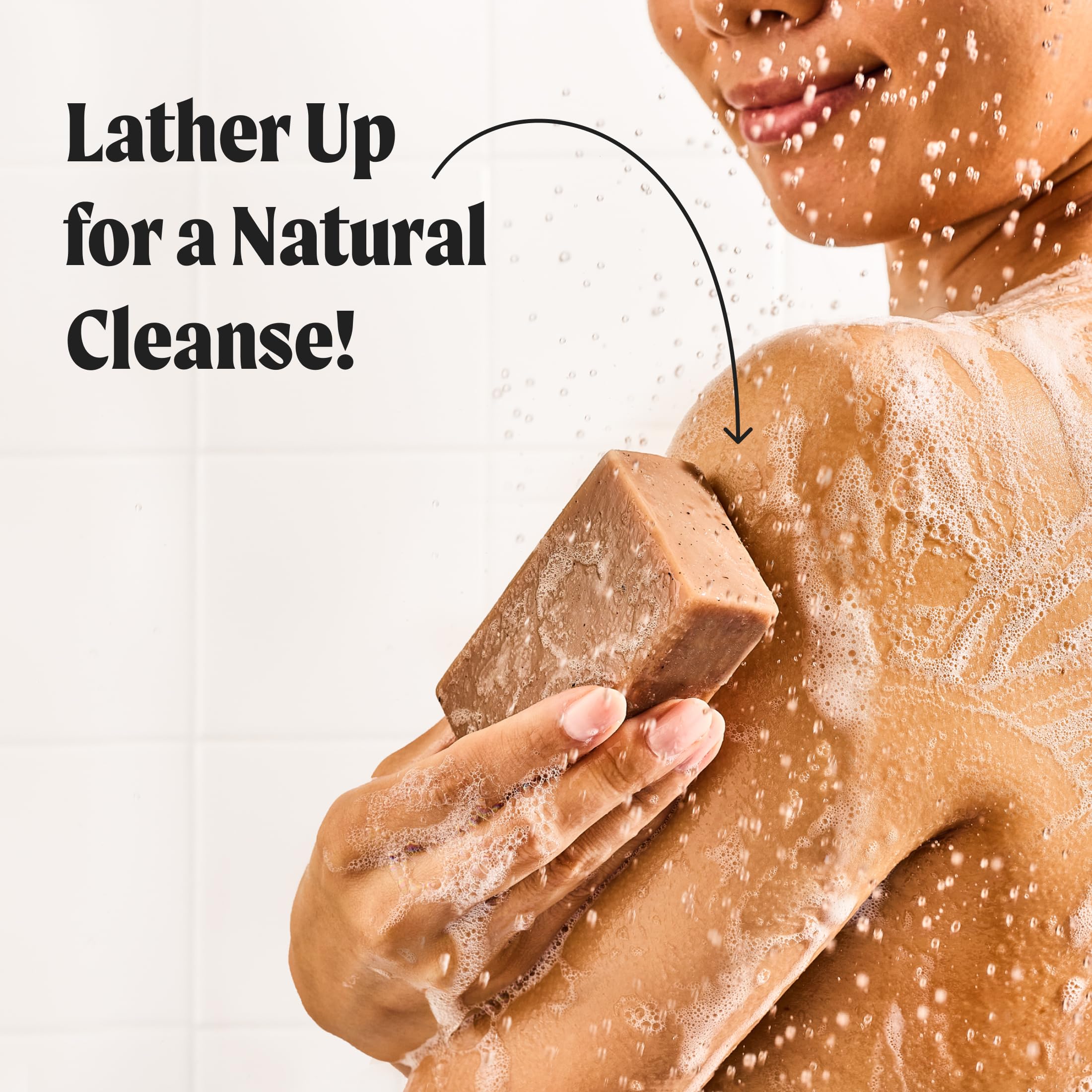 Dr. Squatch natural cold process soap showing kaolin clay and oils