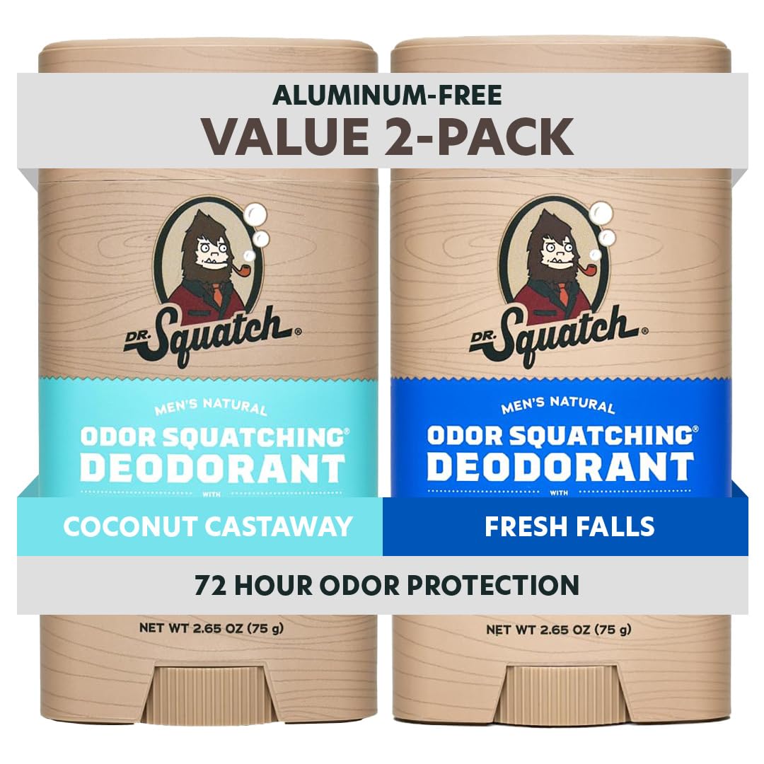 Dr. Squatch Natural Deodorant Coconut Castaway front view offers aluminum-free odor protection
