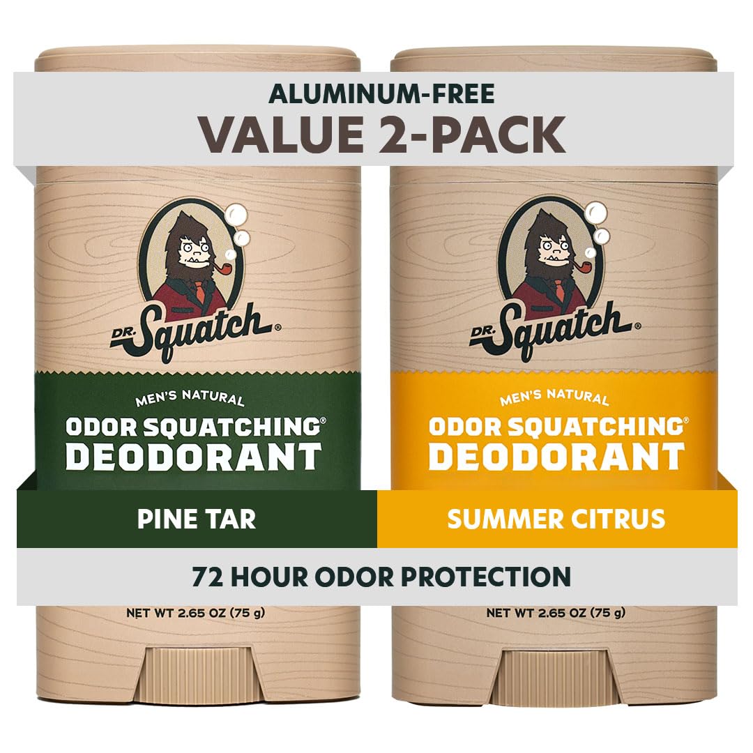 Dr. Squatch Pine Tar and Summer Citrus deodorant stick for all-day freshness