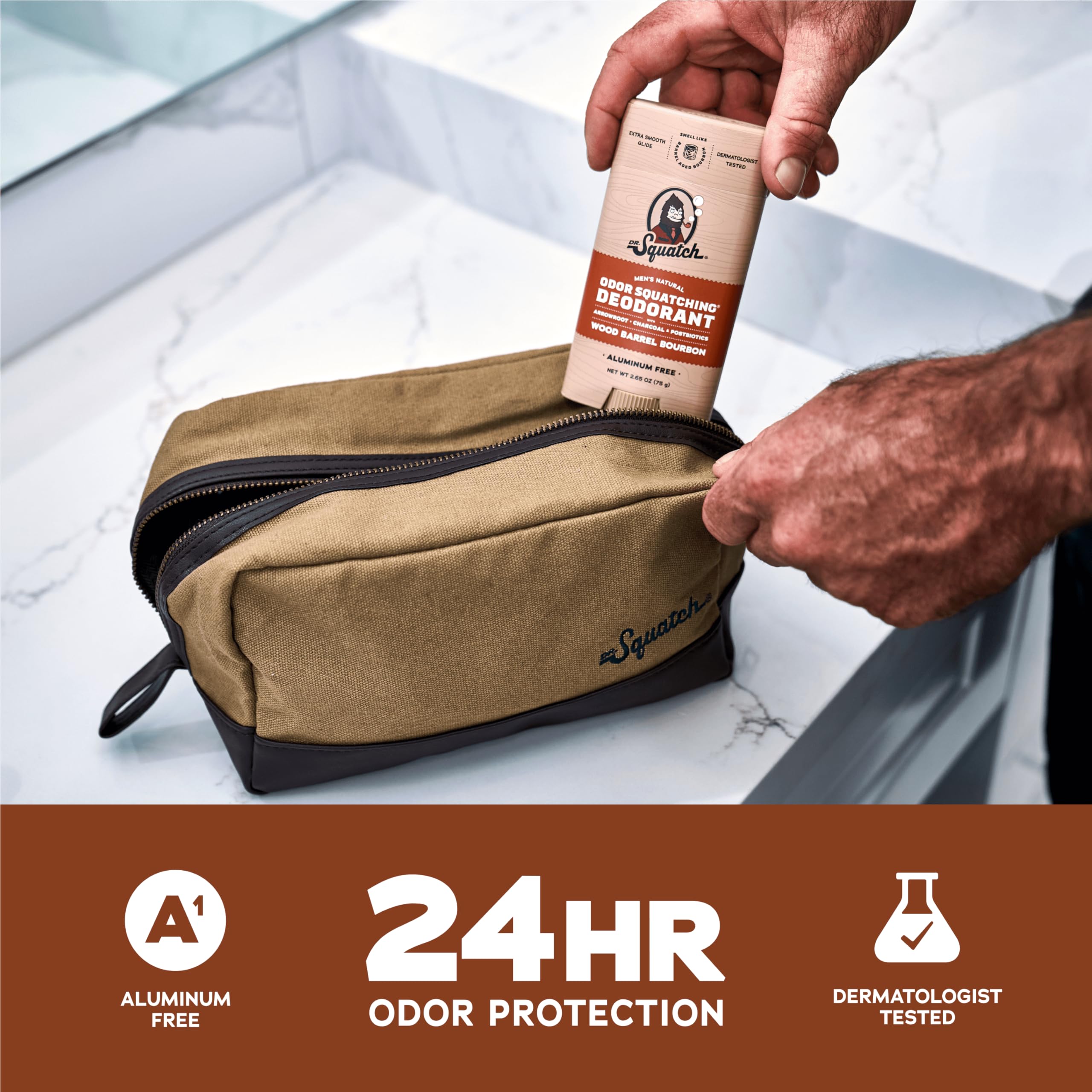 Dr. Squatch natural ingredients arrowroot charcoal protect against odor