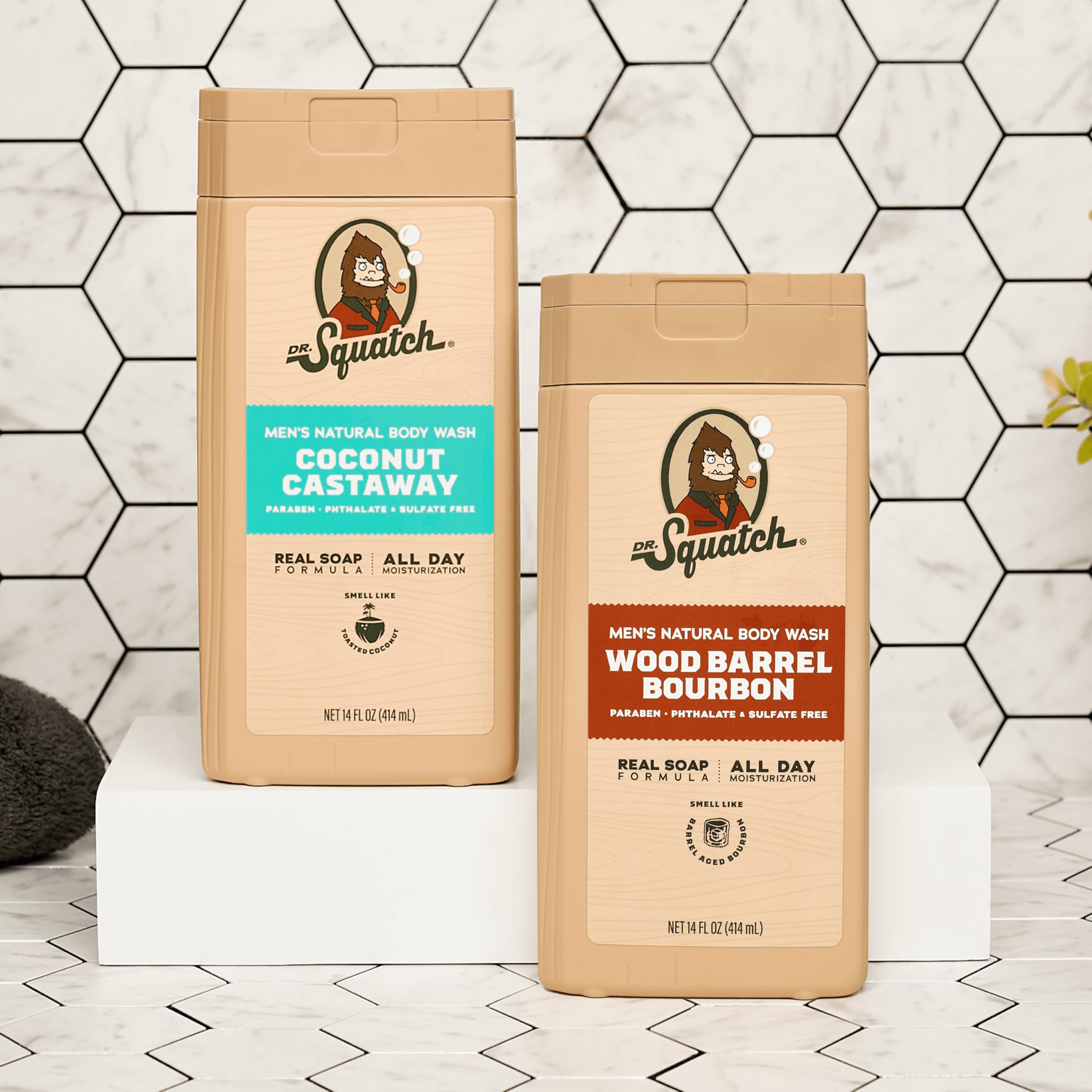 Dr. Squatch natural ingredients close-up underscores hydrating formula.