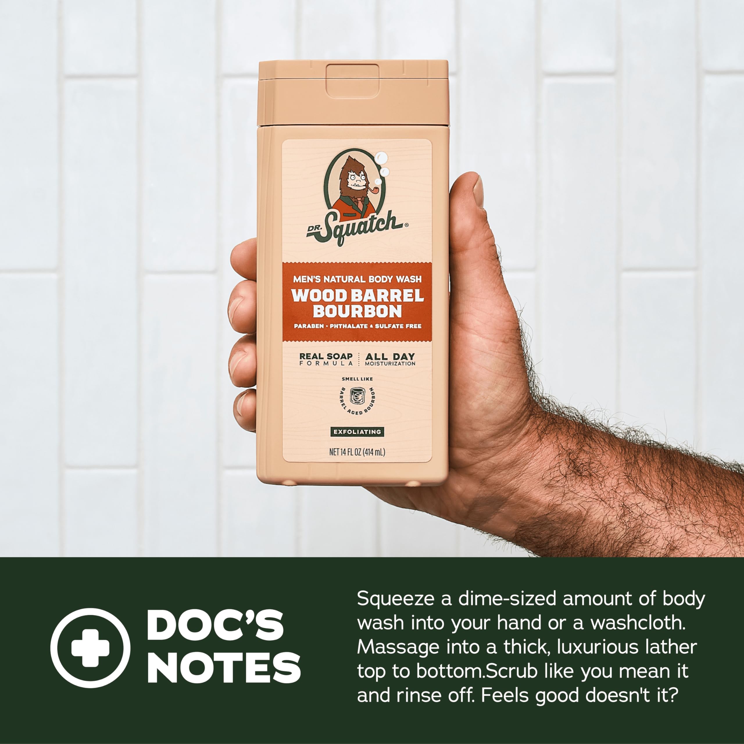 Dr. Squatch Natural ingredients label emphasizes hydration and nourishment.
