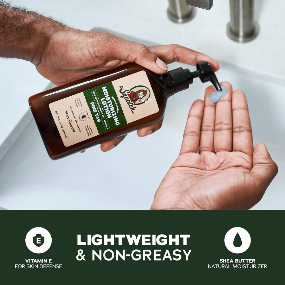 Dr. Squatch natural ingredients highlight shea butter and coconut oil soften skin.