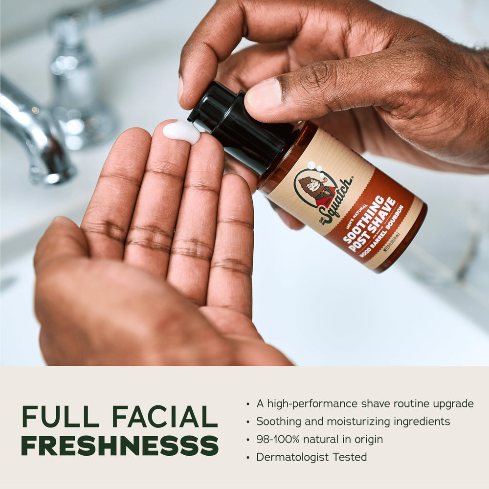 Dr. Squatch natural ingredients like Shea and Macadamia nourish the skin.