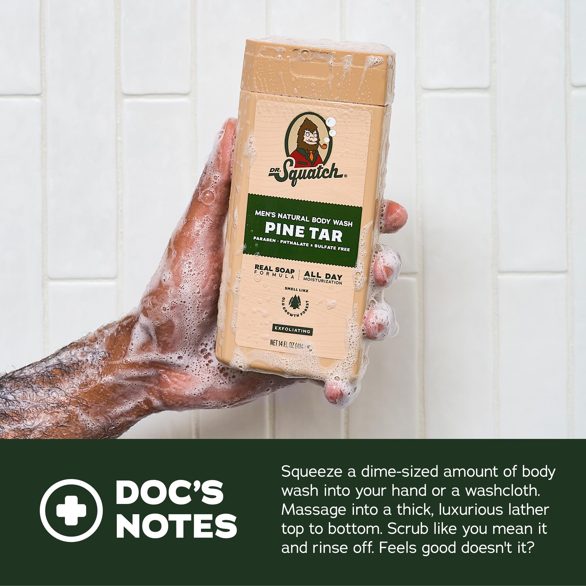 Dr. Squatch natural soap formula delivers creamy lather with clean ingredients.