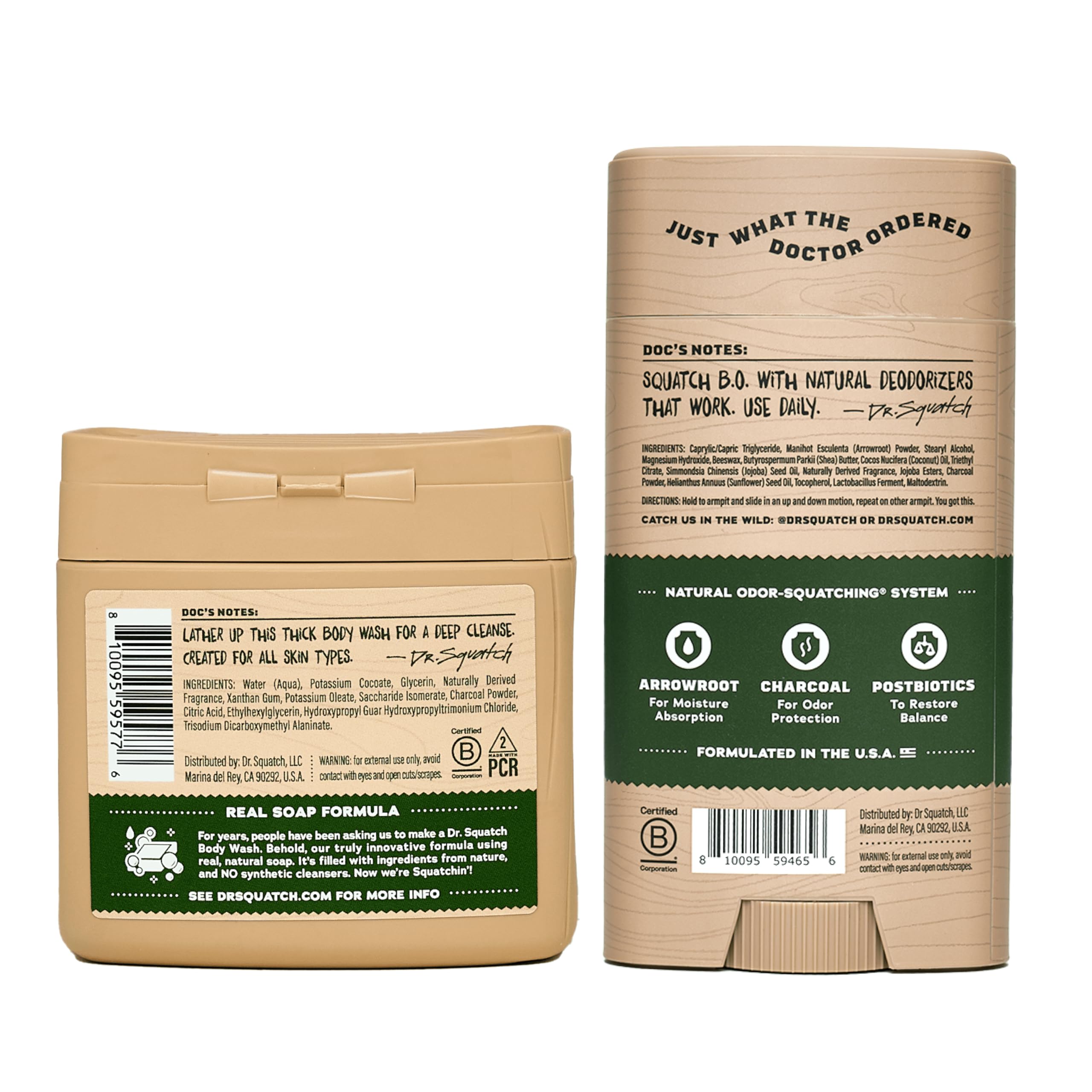 Dr. Squatch Odor-Squatching Deodorant 2-pack for long-lasting natural protection