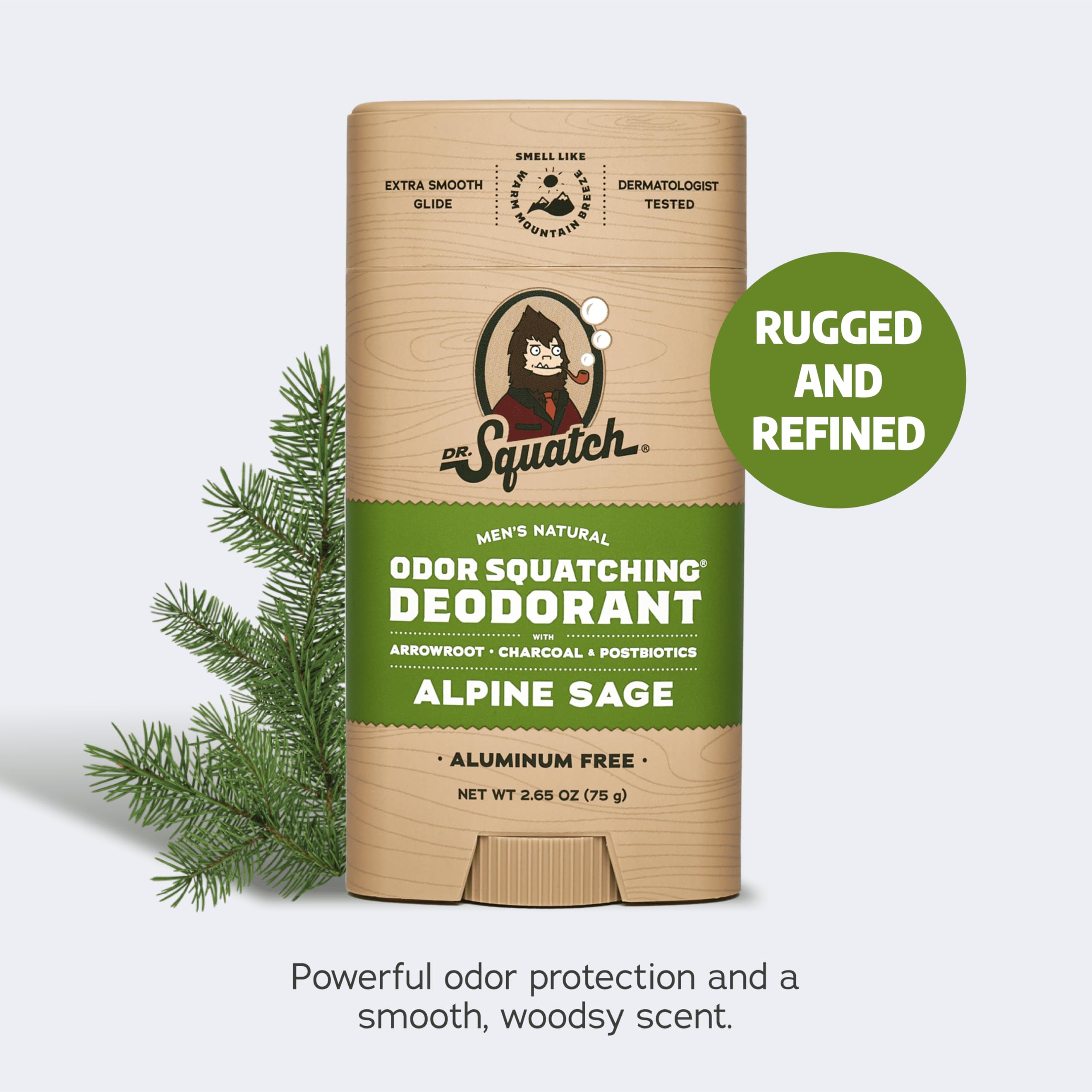 Dr. Squatch Odor-Squatching Deodorant applied for smooth glide and natural odor control.