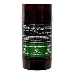 Dr. Squatch Pine Tar deodorant stick closeup emphasizing rugged, natural scent