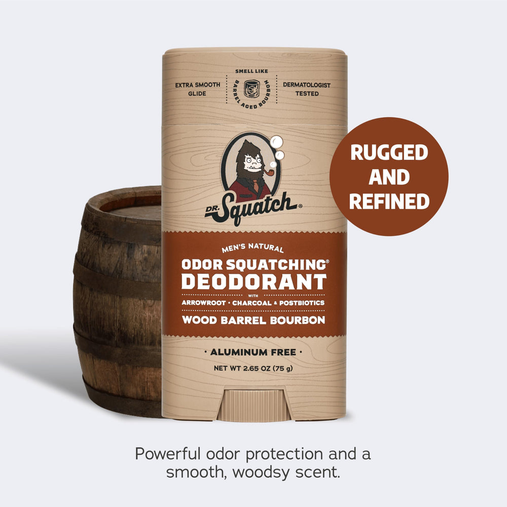 Dr. Squatch Pine Tar soap bar with rugged, woodsy aroma and deep cleanse