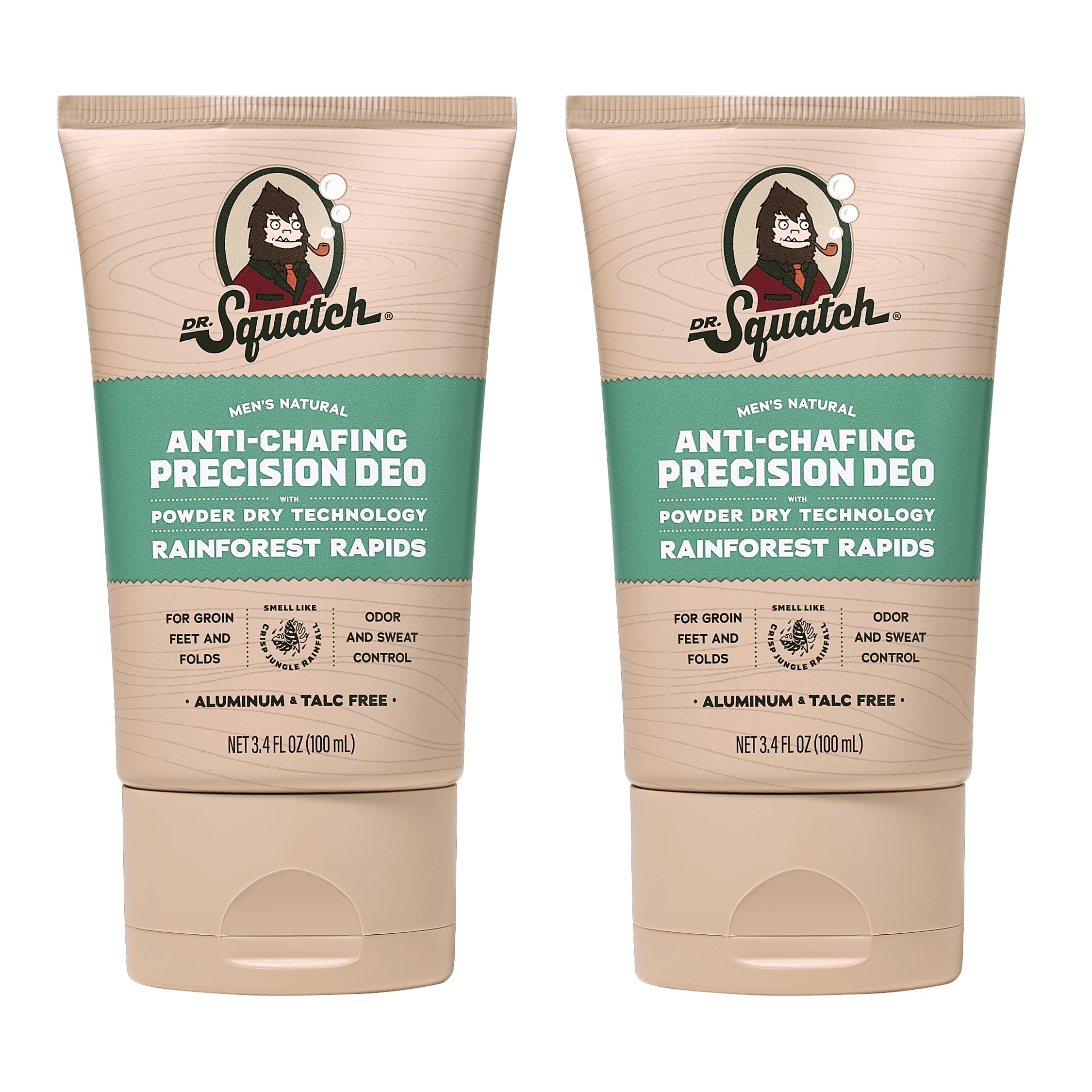 Dr. Squatch Rainforest Rapids deodorant bottle front showing crisp scent and fresh feel