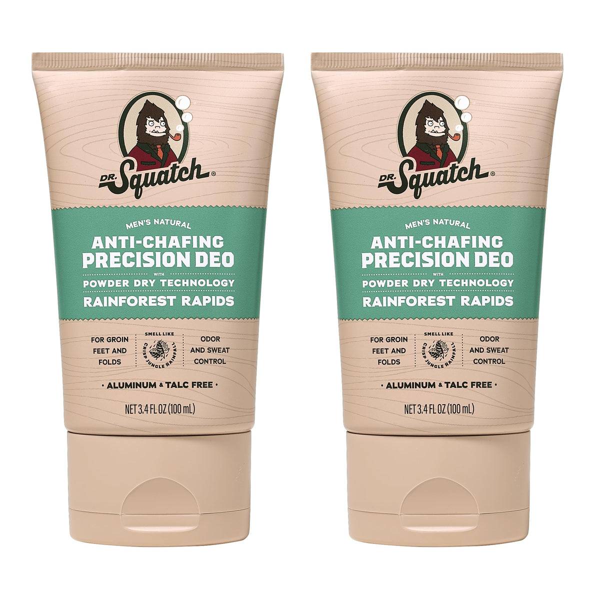 Dr. Squatch Rainforest Rapids deodorant bottle front showing crisp scent and fresh feel