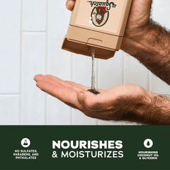 Dr. Squatch Real Soap formula bottle demonstrates authentic cleansing without sulfates.