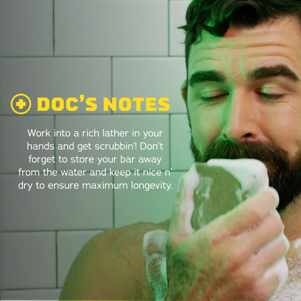 Dr. Squatch Resistance Rinse bar helps cleanse skin with natural fragrance.