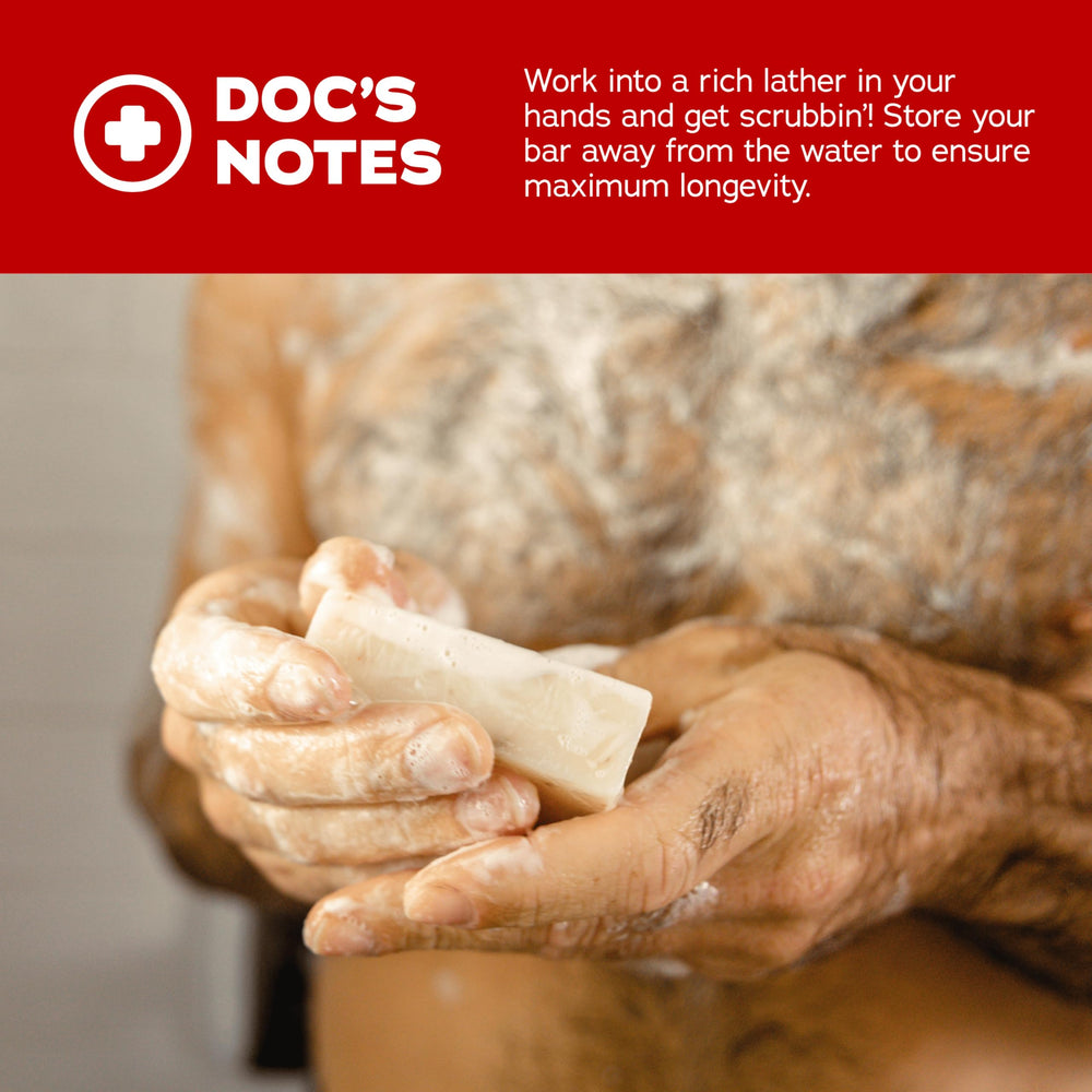 Dr. Squatch Sandalwood Summit bar soap packaging shot showcases natural formula.