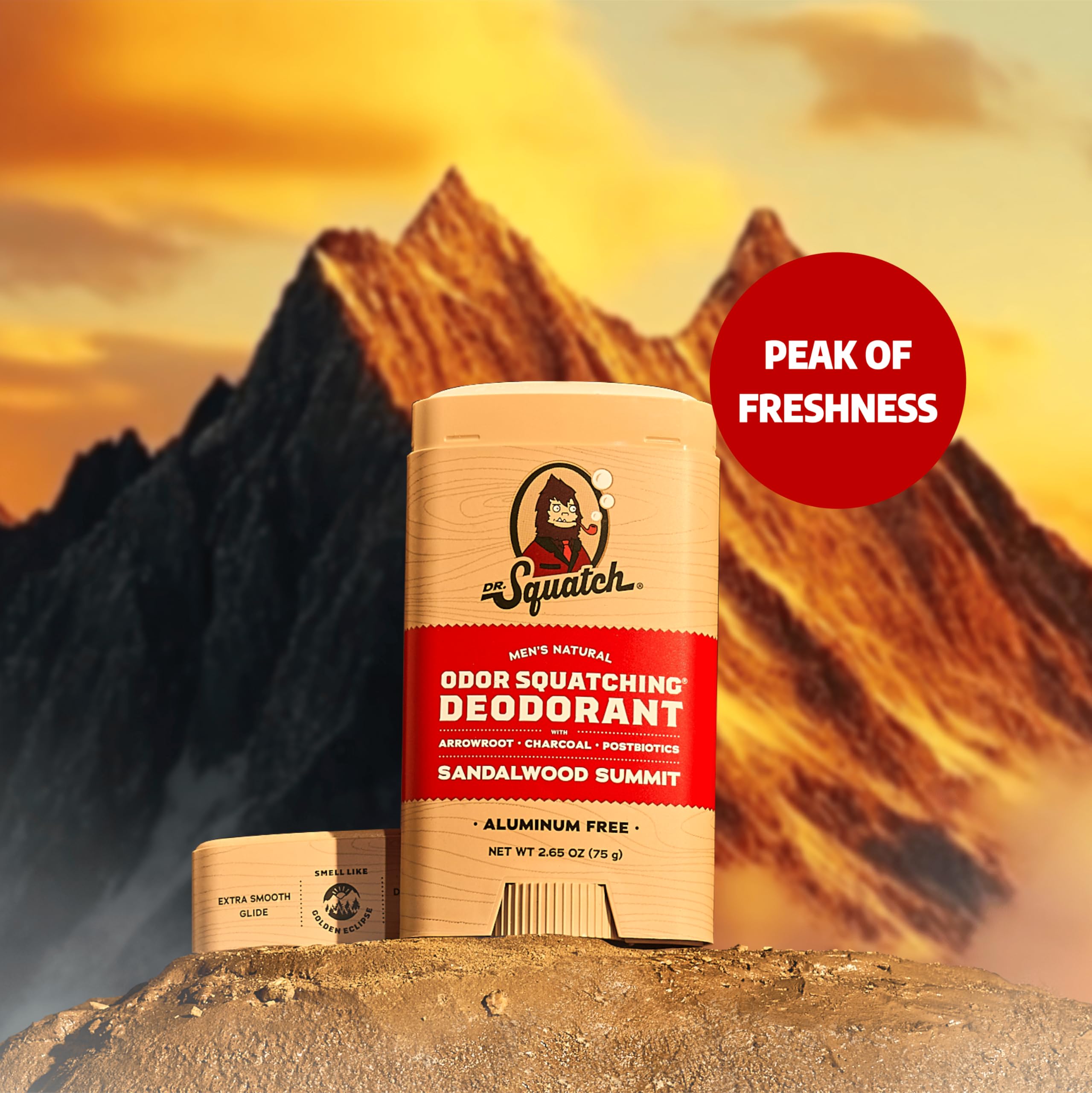 3-pack packaging of Sandalwood Summit aluminum-free deodorant for daily use.