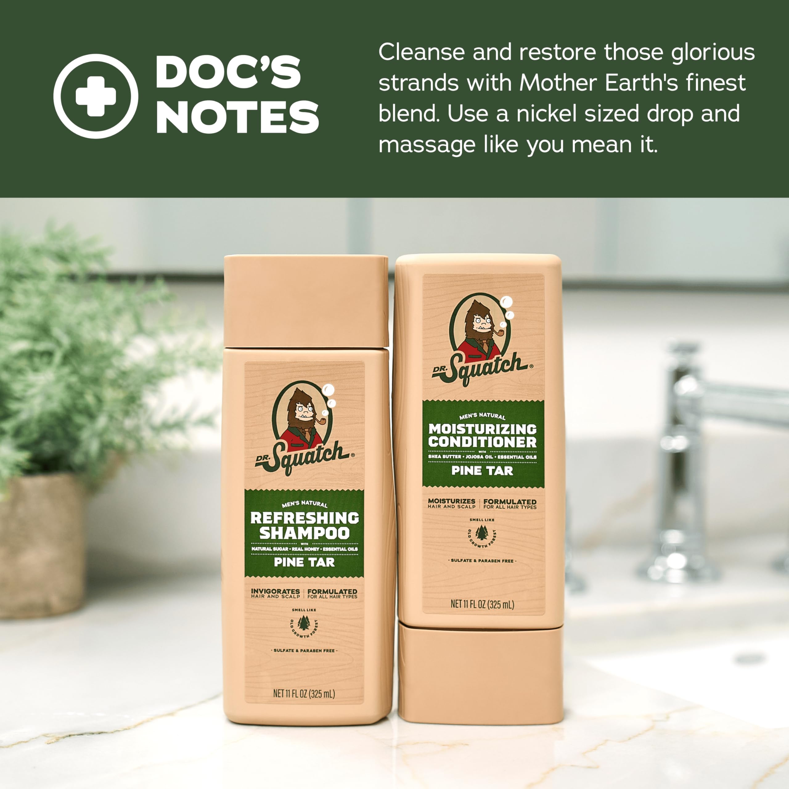 Dr. Squatch Shea Butter creamy base, smoothing and conditioning strands.