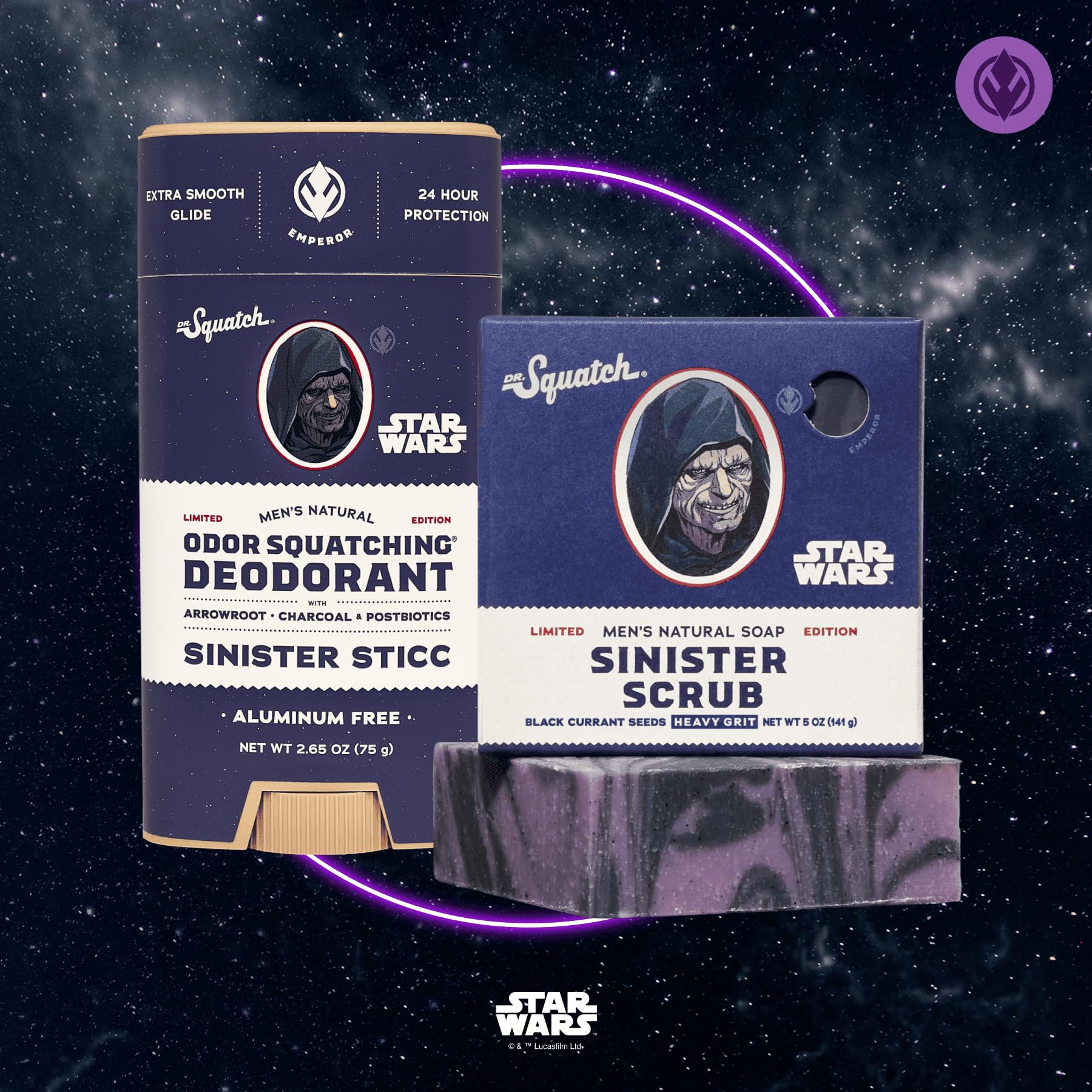 Dr. Squatch Sinister Sticc deodorant offering aluminum-free protection.