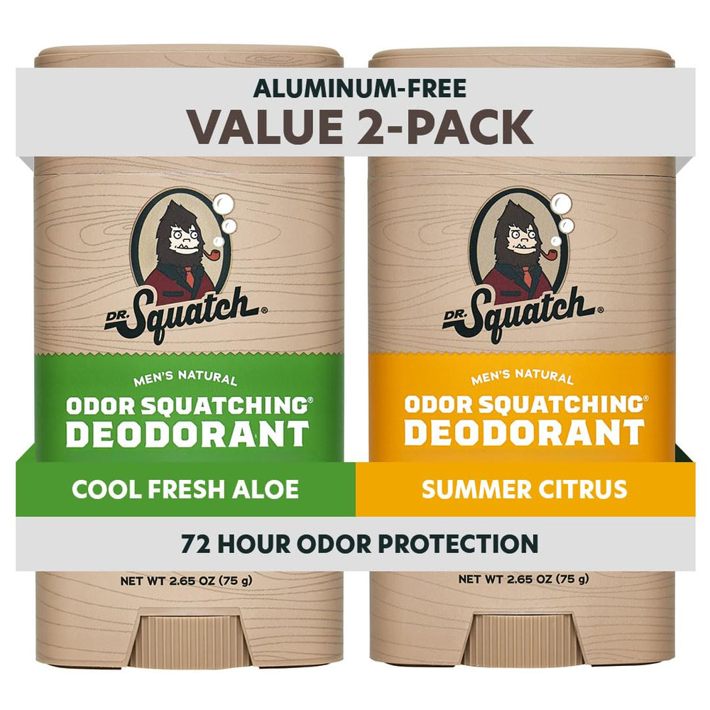 Dr. Squatch Summer Citrus deodorant stick 2-pack for all-day freshness.