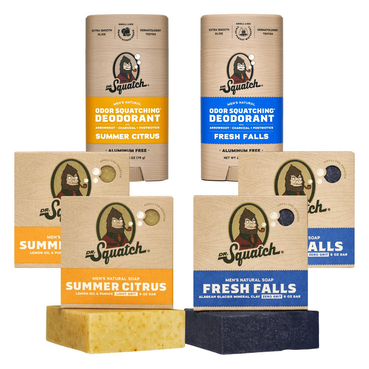 Dr. Squatch Summer Citrus soap bar front view shows natural oils for a refreshing cleanse
