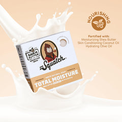 Dr. Squatch Total Moisture Bar with Shea Butter for gentle hydration.