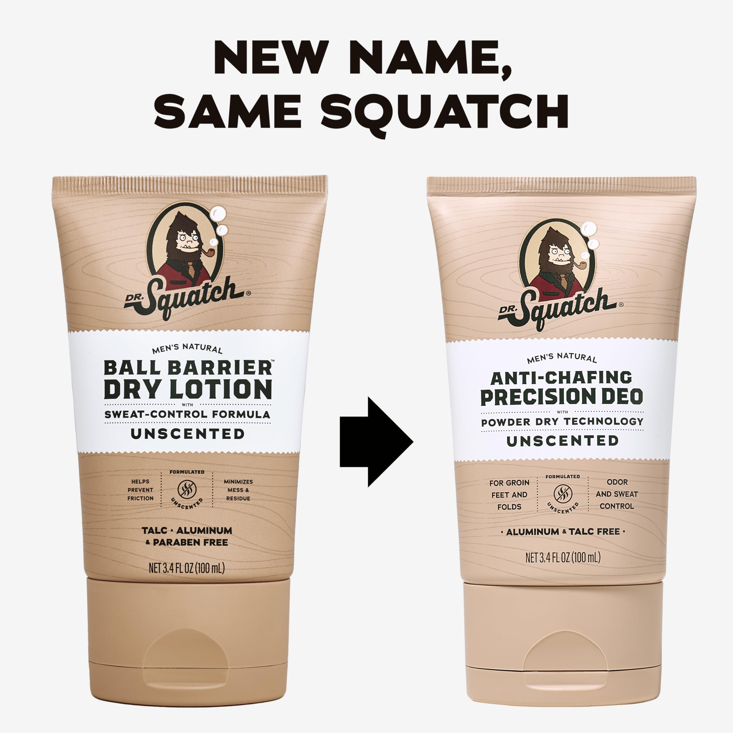 Dr. Squatch Whole Body Deodorant Unscented product shot with powder-like finish.