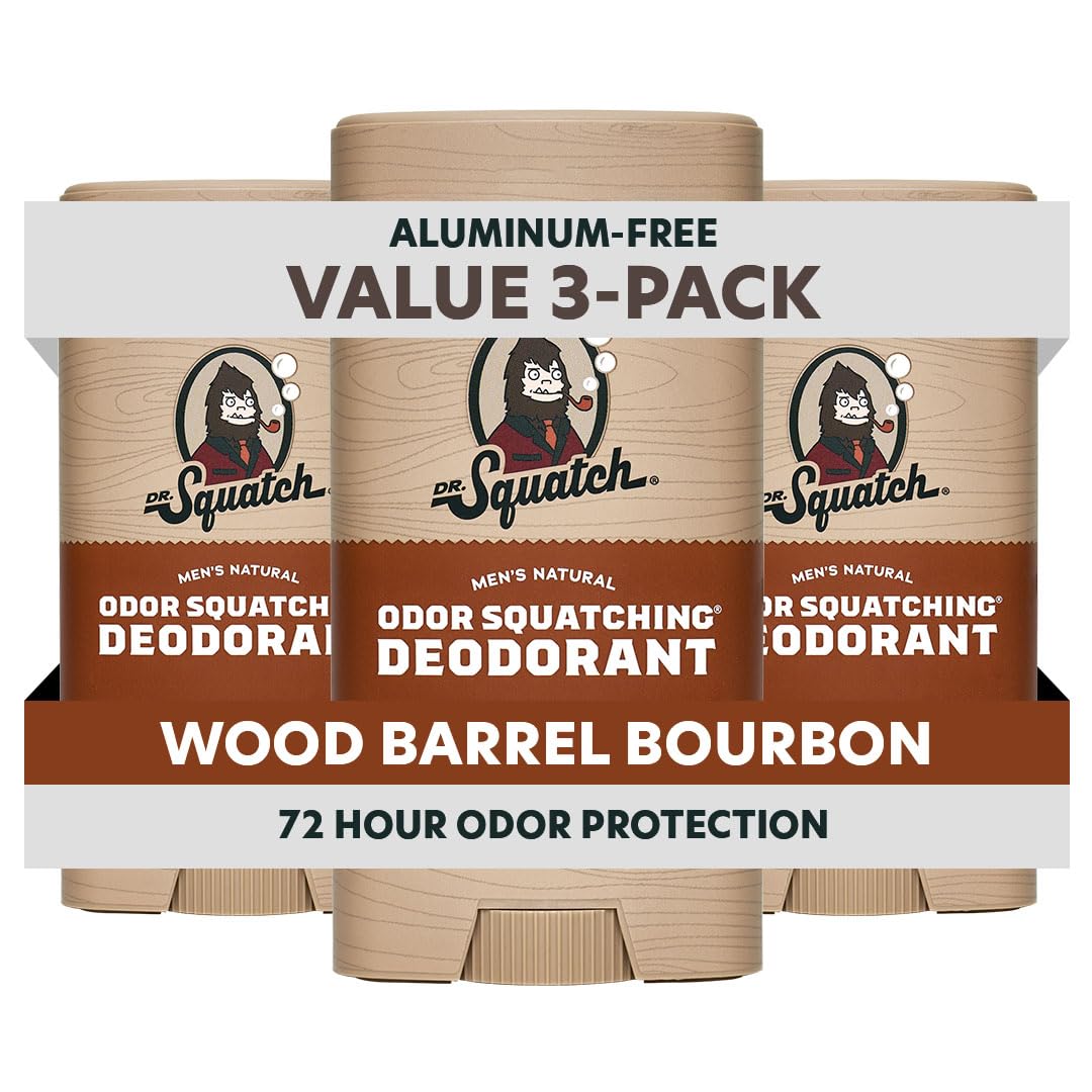 Dr. Squatch Wood Barrel Bourbon deodorant pack ready for everyday use