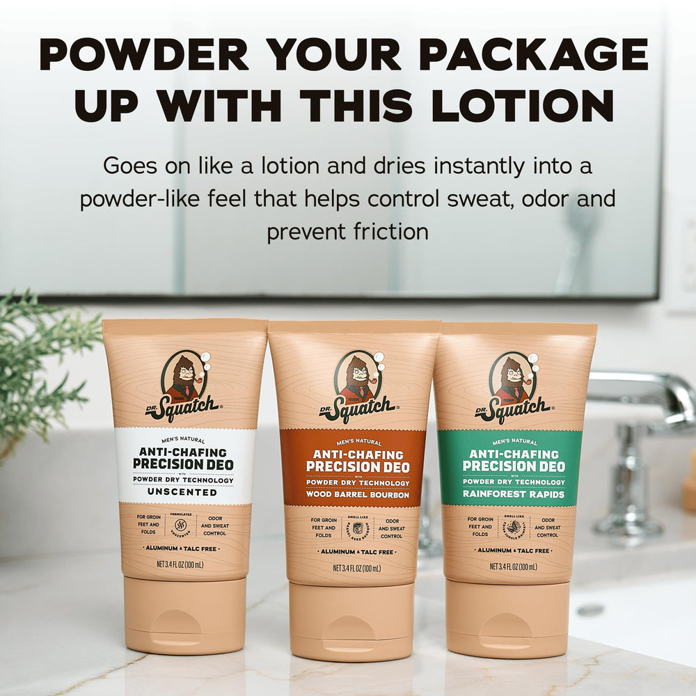 Powder-finish after application of Dr. Squatch Wood Barrel Bourbon deodorant