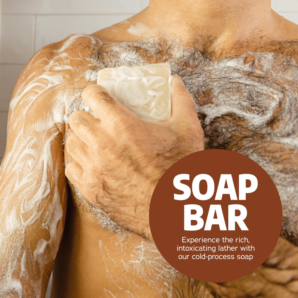 Dr. Squatch Wood Barrel Bourbon in shower setup for easy daily wash