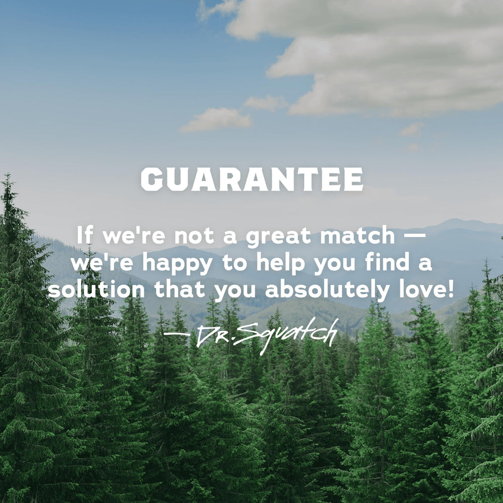 Dr. Squatch Woodland Pine label signals premium, nature-inspired fragrance.