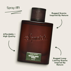 Dr. Squatch Woodland Pine Cologne spray dispensing for all-day wear.