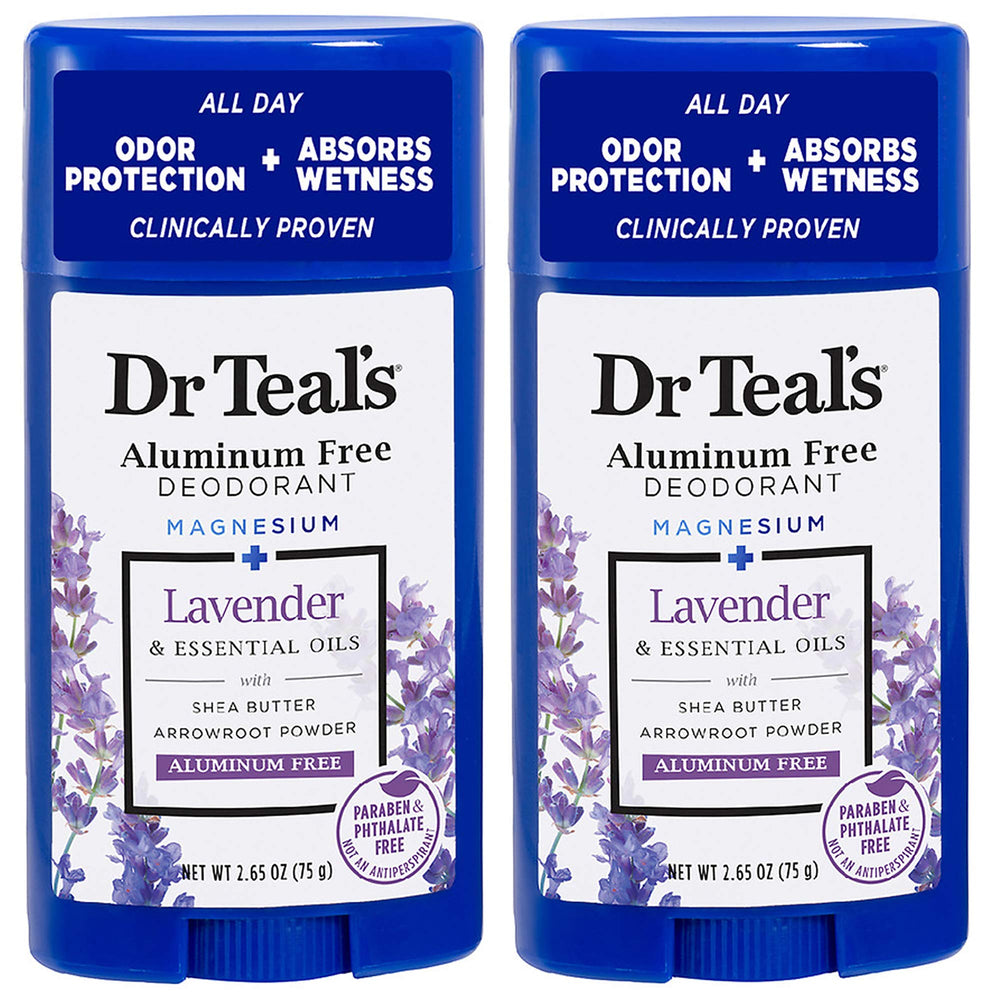 Dr Teal's aluminum-free lavender deodorant stick for long-lasting odor control