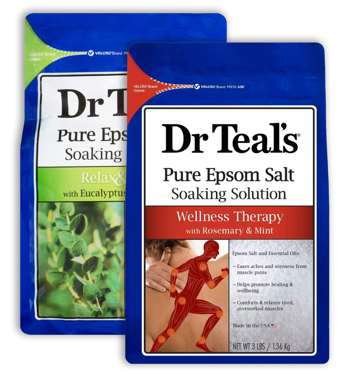 Dr Teal's eucalyptus spearmint bath salts in a two-pack for at-home relaxation