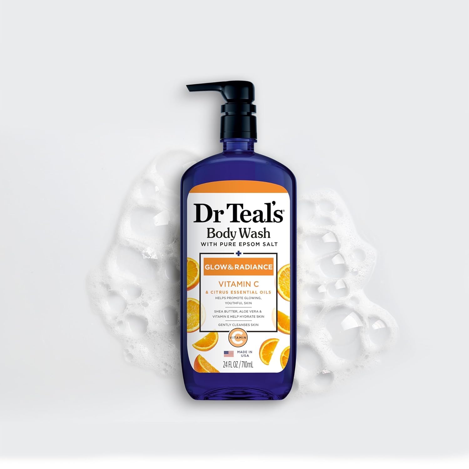 Dr Teal's Glow & Radiance enhances your shower routine with a refreshing scent.