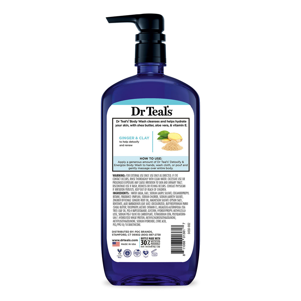 Dr Teal's 24 fl oz four-pack packaging on display.