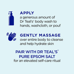 Dr Teal's body wash pour reveals a creamy lather.