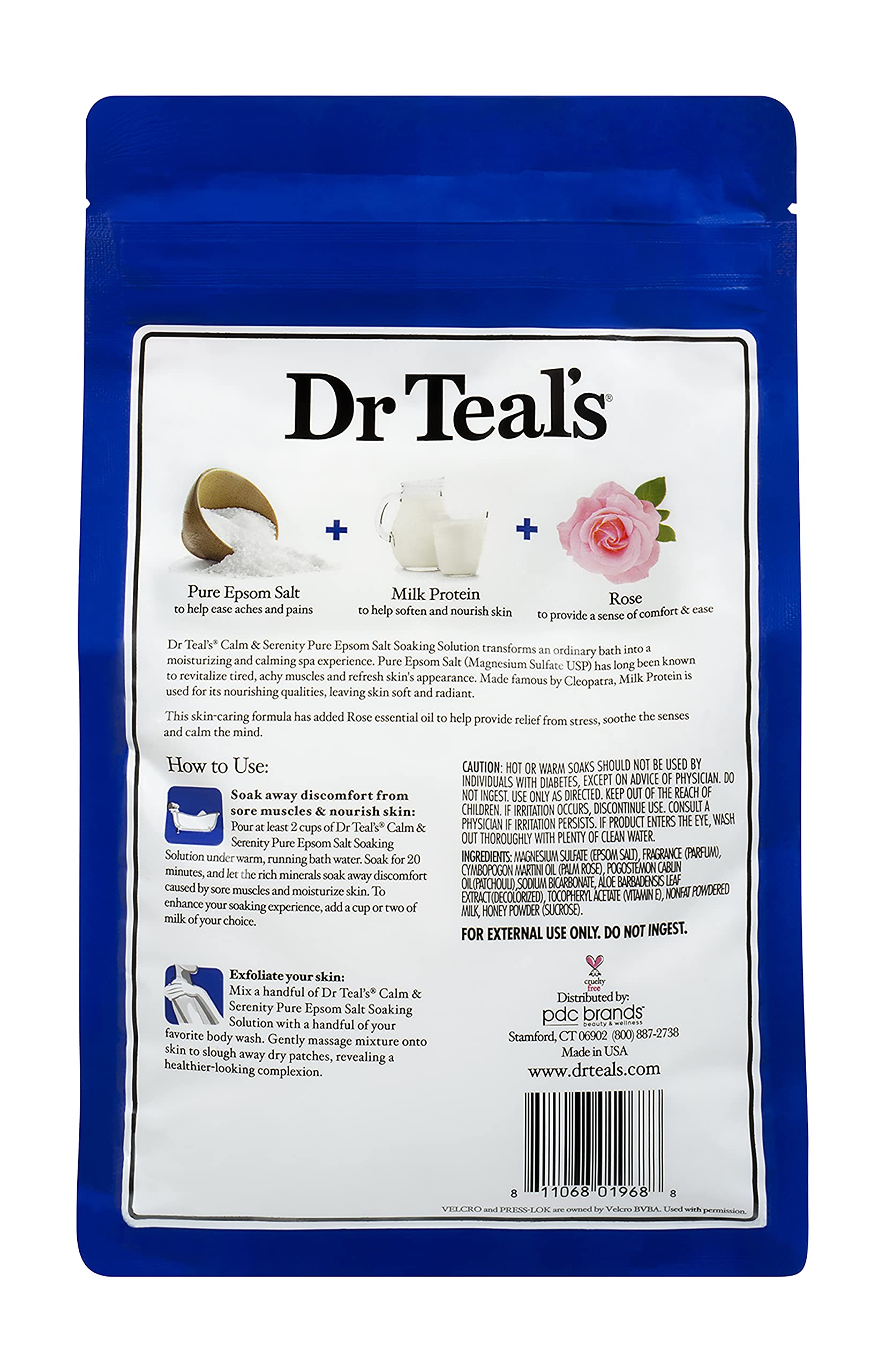 Dr.Teal's Calm & Serenity USA-made label signals quality and safety.