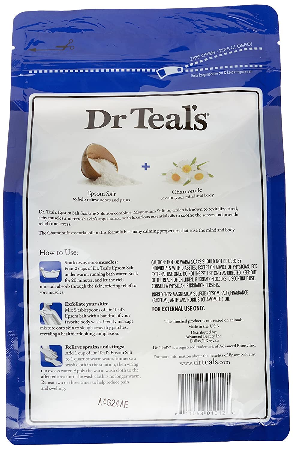 Soaking in a tub with Dr Teal's Comfort Calm for evening calm.