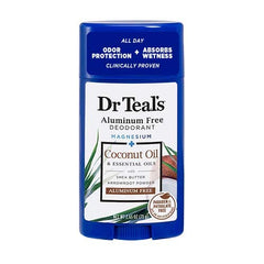 Dr Teal's coconut oil deodorant bottle with nourishing oils for long-lasting comfort.