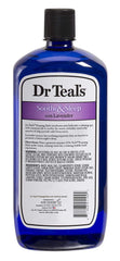 Close-up of Dr Teal's foaming bath rich lather for a spa-like soak.