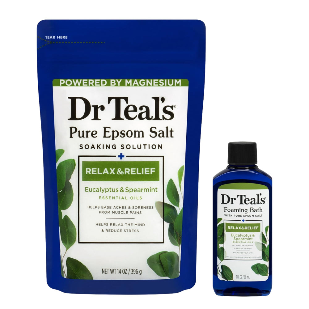 Dr Teal's foaming bath bottle enhances spa-like at-home relaxation