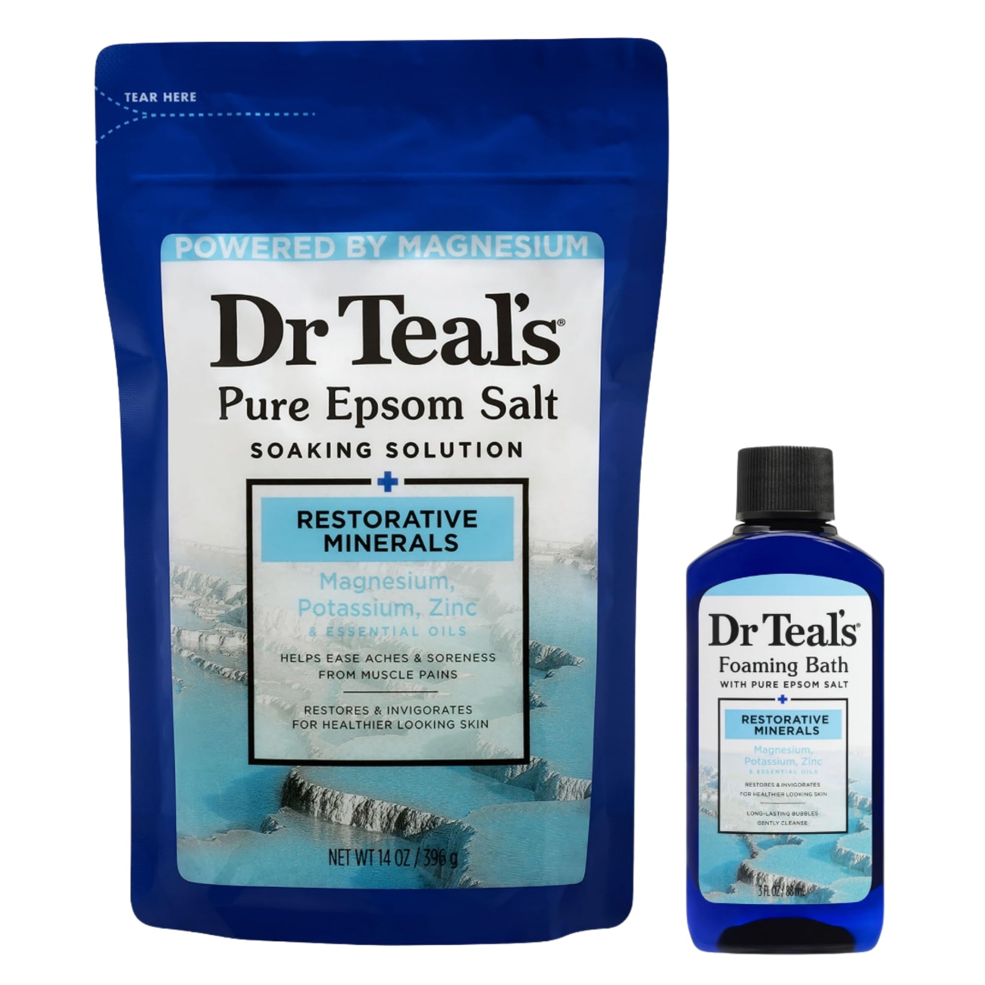 Dr Teal's foaming bath bottle complements salts for a spa-like bath.